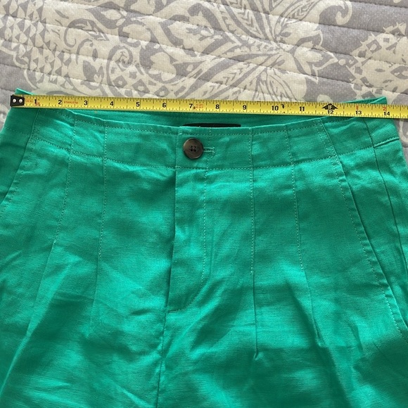 Banana Republic Linen Tailored Wide Leg High Rise Pants in Green Size 2 - Picture 7 of 9